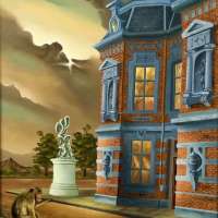 Haunted house. Oil on panel. 50 x 60 cm.