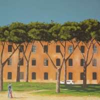 Just in time to take a snapshot of the naked fur protesters at Via dei Cerchi. Oil on linen, 100 x 80 cm. 2012